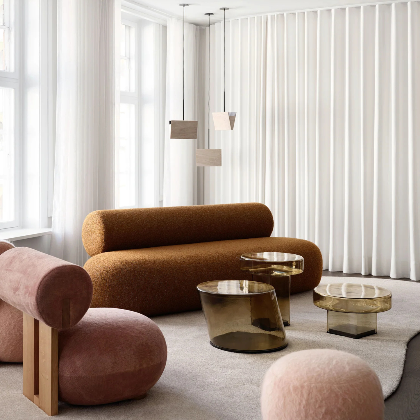 Tilt Coffe Table, Glass Amber